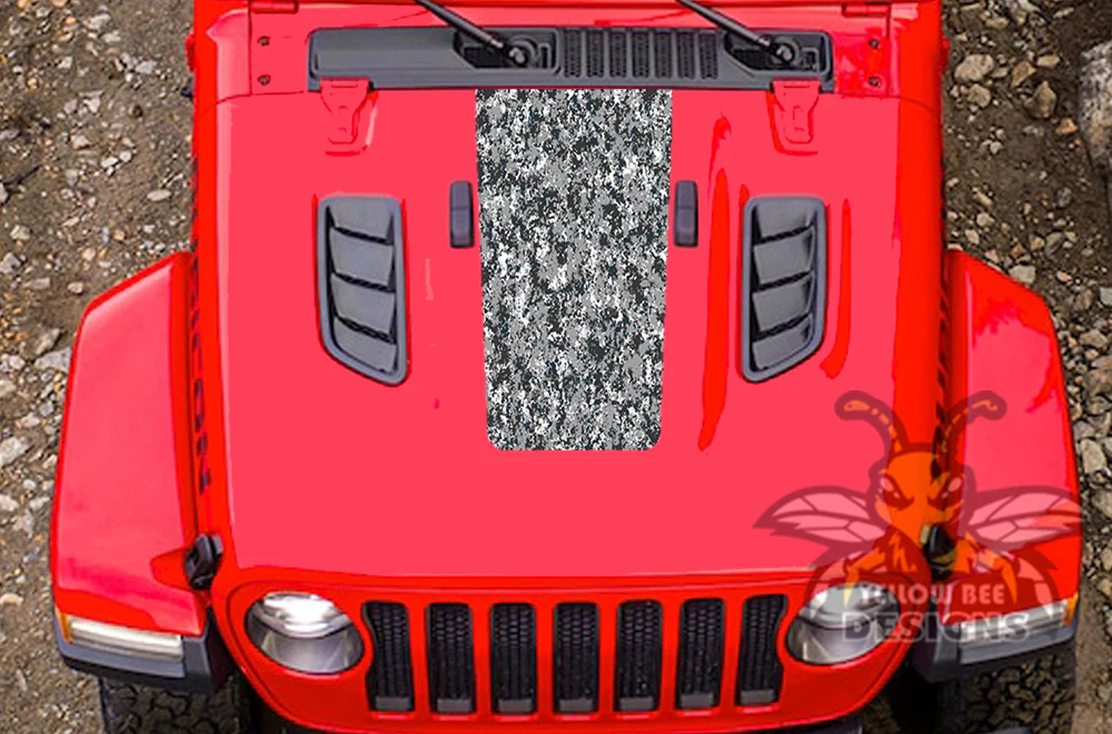 Jeep JT Gladiator Hood Gray Camouflage Graphics compatible with JT Gladiator - Image 2
