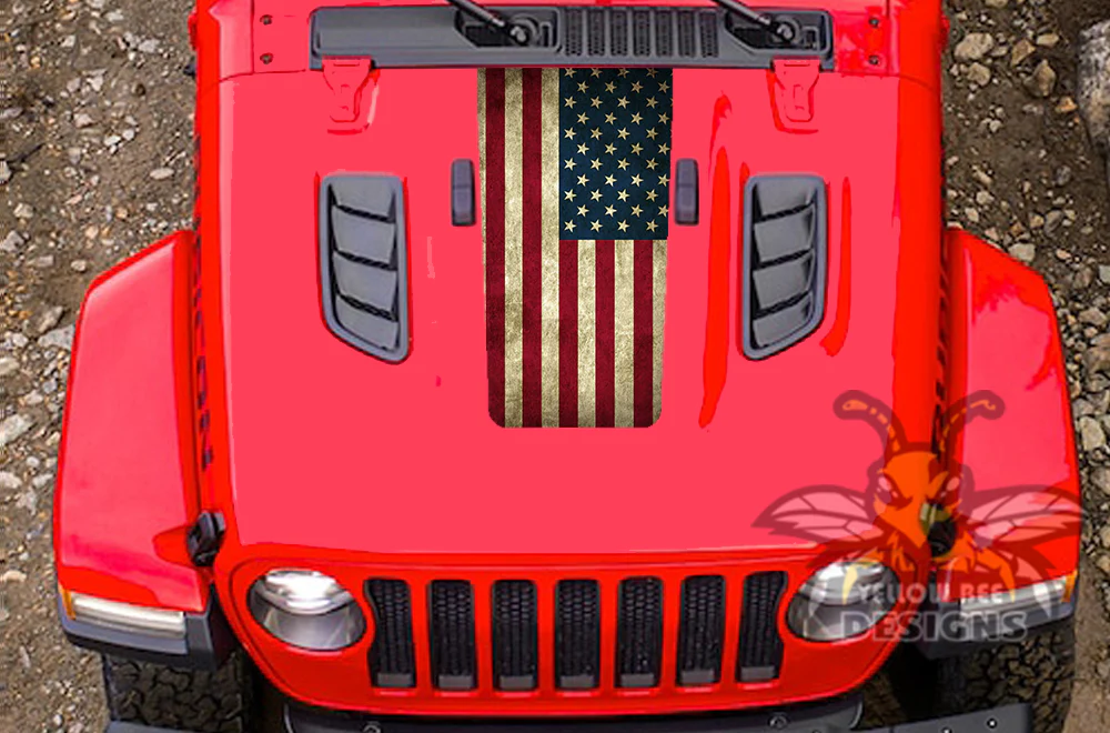 Jeep JT Gladiator Hood US Flag Graphics compatible with JT Gladiator - Image 2