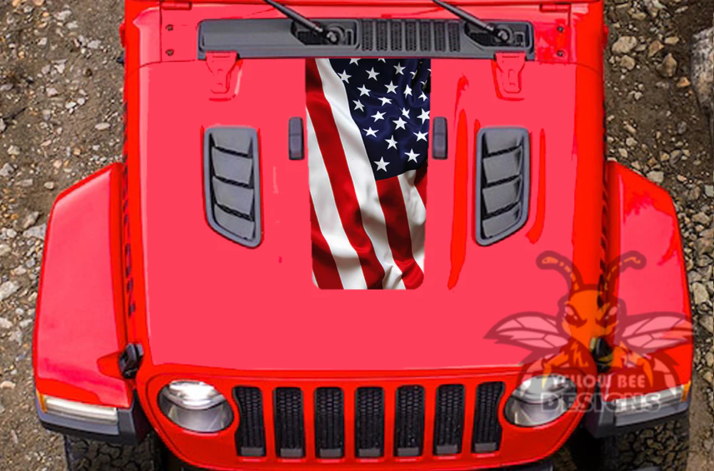 Jeep JT Gladiator Hood USA Flag Graphics compatible with JT Gladiator - Image 2