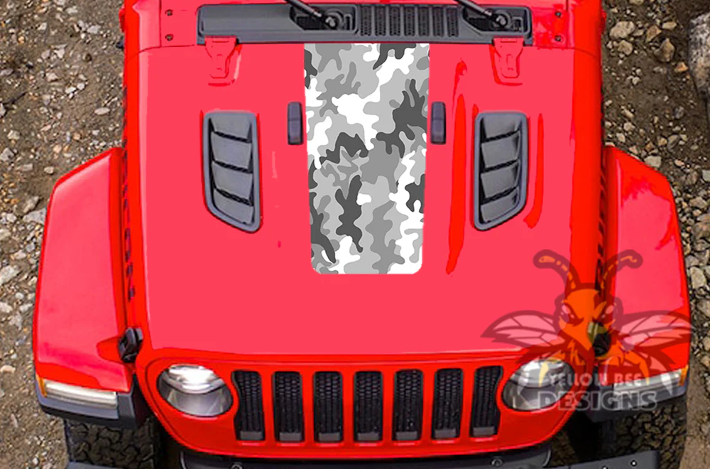 Jeep JT Gladiator Hood White Camouflage Graphics compatible with JT Gladiator - Image 2