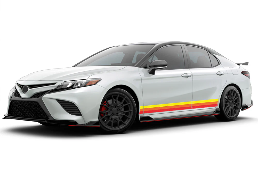 Lower Belt Red Orange Yellow Stripes Graphics Vinyl Compatible decals for Toyota Camry