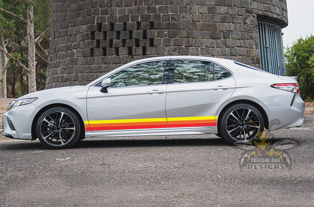 Lower Belt Red Orange Yellow Stripes Graphics Vinyl Compatible decals for Toyota Camry - Image 2