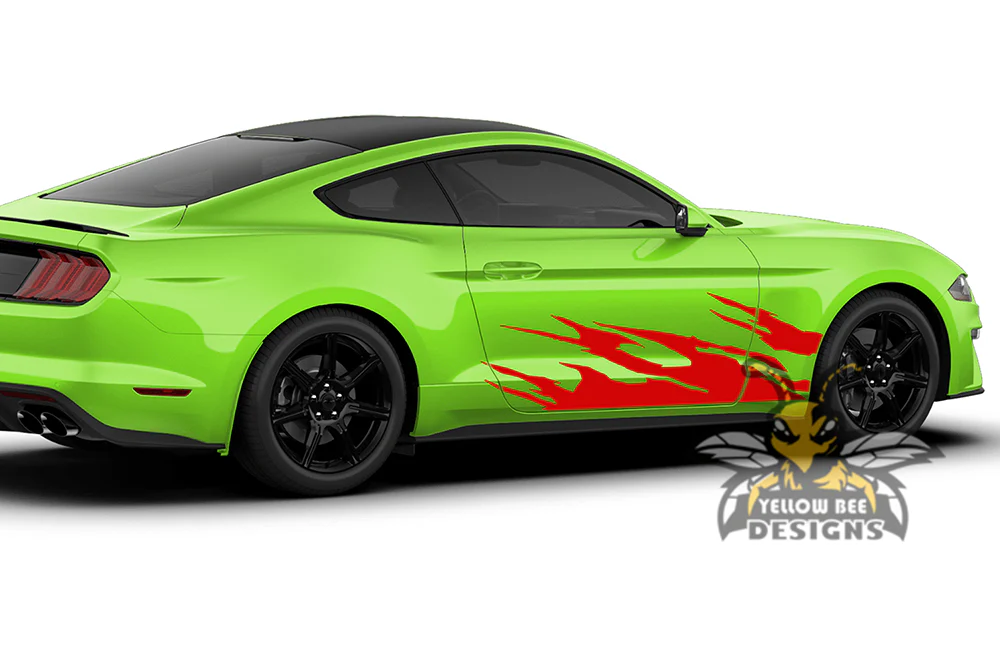Lower Fire Decals Graphics Vinyl Decals Compatible with Ford Mustang - Image 3