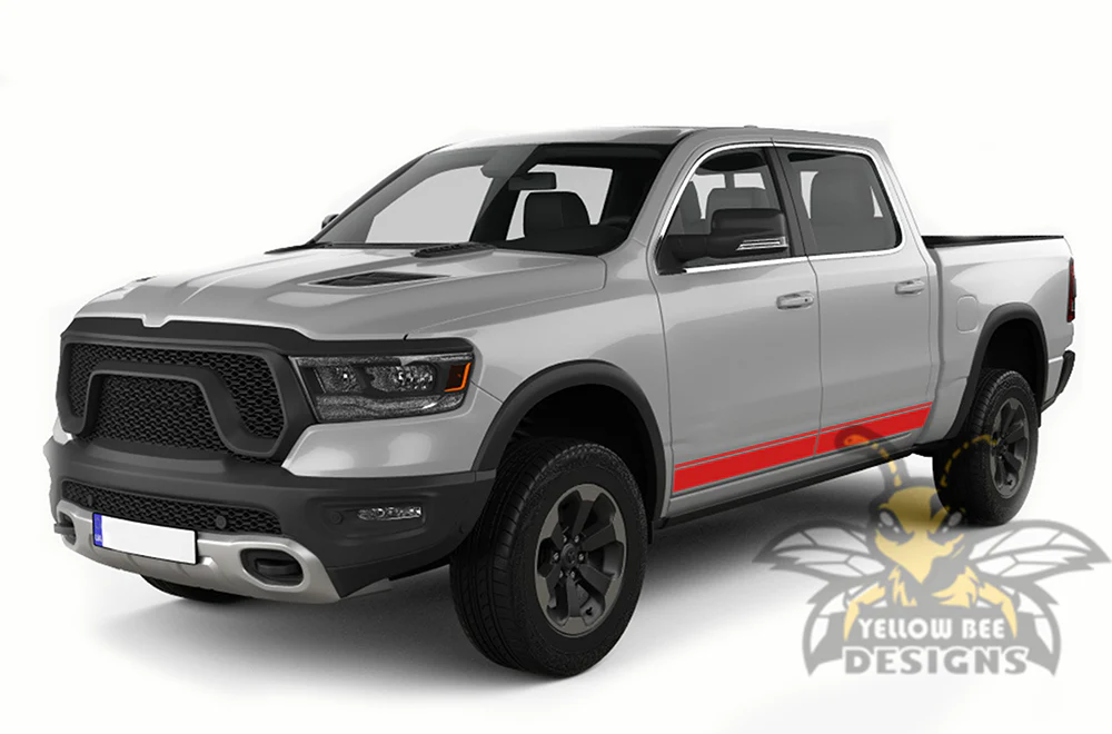 Lower Line Stripes Graphics Kit Vinyl Decal Compatible with Dodge Ram 1500 Crew Cab - Image 3