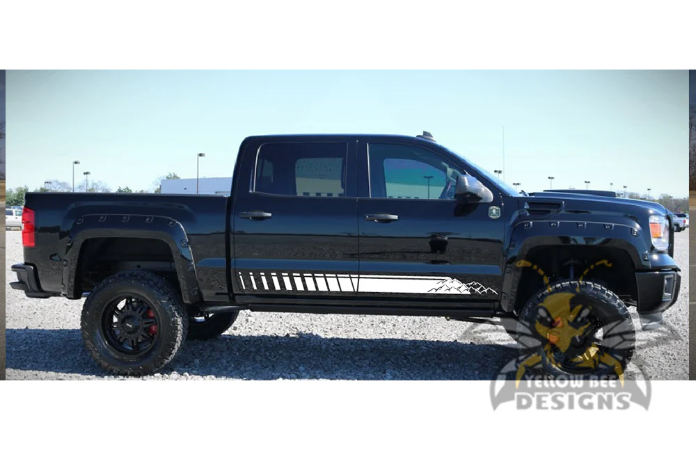 Lower Mountain Side Stripes Graphics Vinyl Decals Compatible with GMC Sierra Crew Cab - Image 4