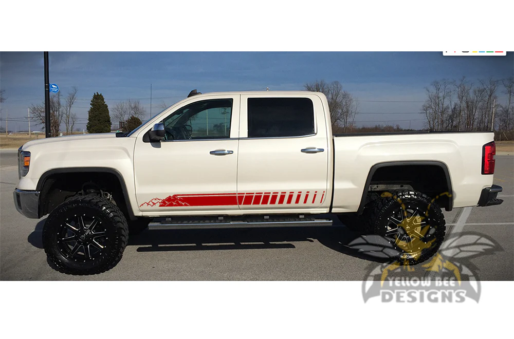 Lower Mountain Side Stripes Graphics Vinyl Decals Compatible with GMC Sierra Crew Cab - Image 5