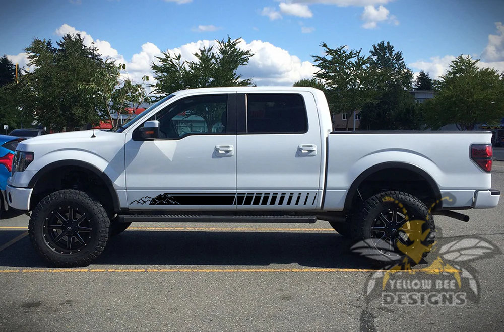 Lower Mountains Stripes Graphics Vinyl Decals Compatible with Ford F150 Super Crew Cab 5.5'' - Image 2