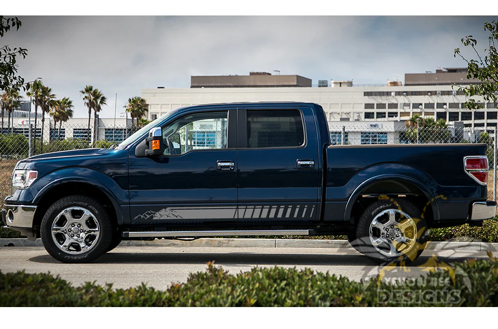 Lower Mountains Stripes Graphics Vinyl Decals Compatible with Ford F150 Super Crew Cab 5.5'' - Image 3