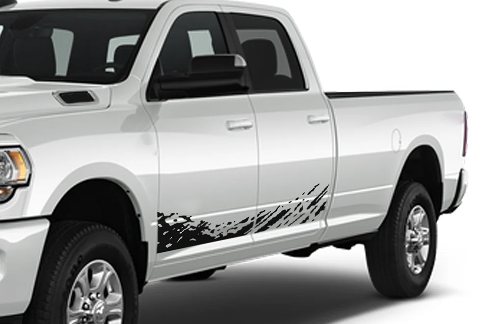 Lower Mud Splash Graphics Kit Vinyl Decals Compatible with Dodge Ram Crew Cab 3500 Bed 8”