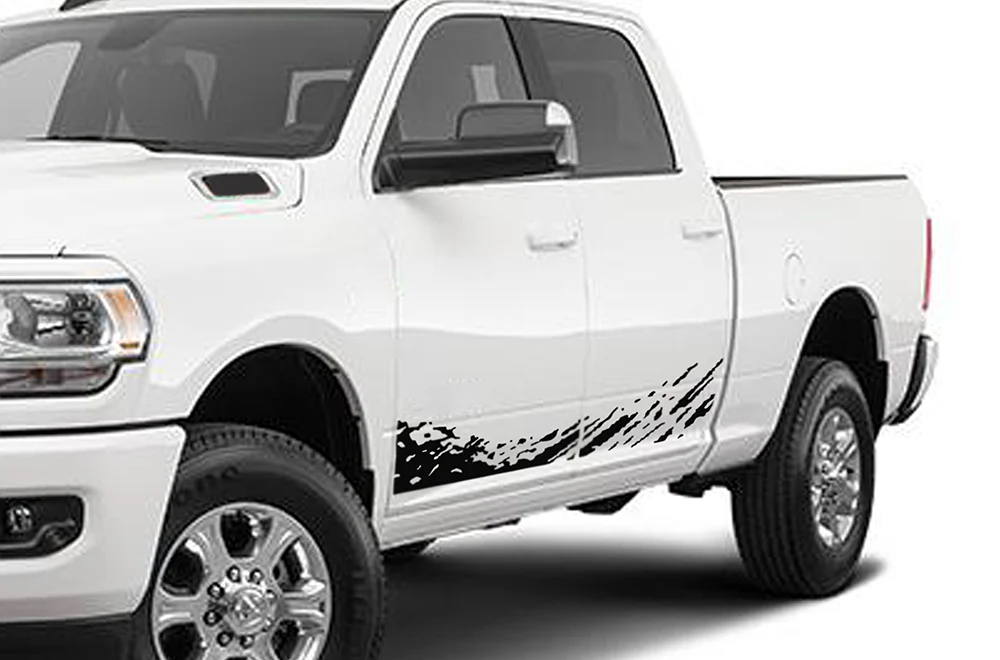 Lower Mud Splash Graphics Vinyl Decal Compatible with Dodge Ram Crew Cab 3500 Bed 6'4”
