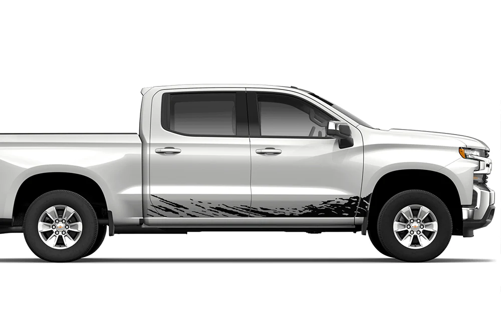 Lower Mud Splash Graphics Vinyl Decals Compatible with Chevrolet Silverado 1500 Crew Cab