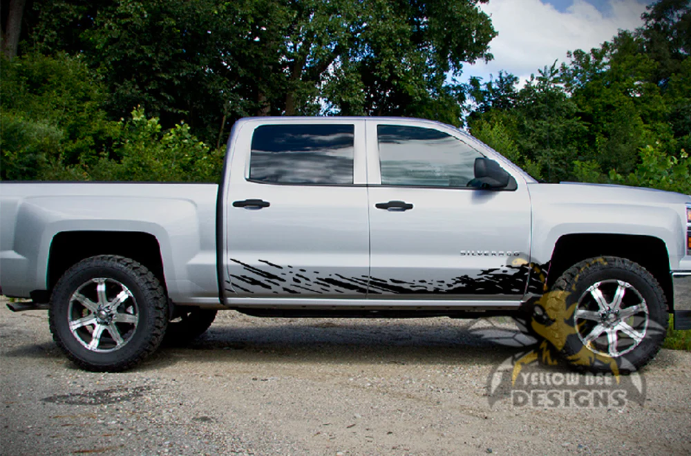 Lower Mud Splash Graphics Vinyl Decals Compatible with Chevrolet Silverado 1500 Crew Cab - Image 2