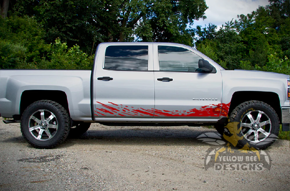 Lower Mud Splash Graphics Vinyl Decals Compatible with Chevrolet Silverado 1500 Crew Cab - Image 4