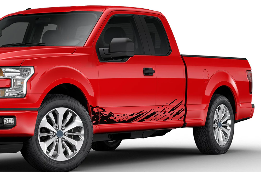 Lower Mud Splash Graphics Vinyl Decals Compatible with Ford F150 Super Cab 6.5''