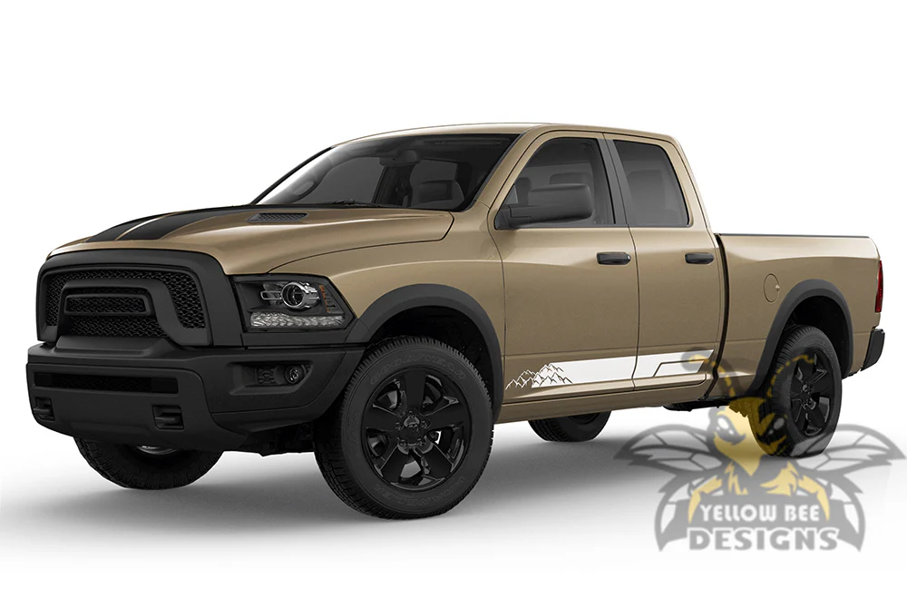 Lower Side Mountains Stripes Graphics Vinyl Decals Compatible with Dodge Ram 1500 Quad Cab - Image 3