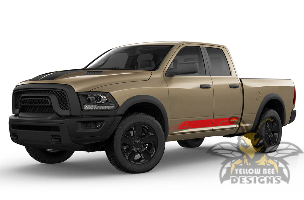 Lower Side Mountains Stripes Graphics Vinyl Decals Compatible with Dodge Ram 1500 Quad Cab - Image 4