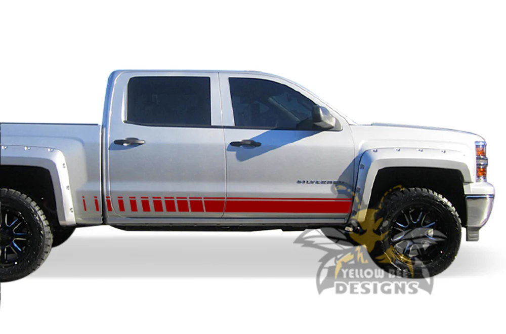 Lower Side Stripes Graphics Vinyl Decals Compatible with Chevrolet Silverado 1500 Crew Cab - Image 4
