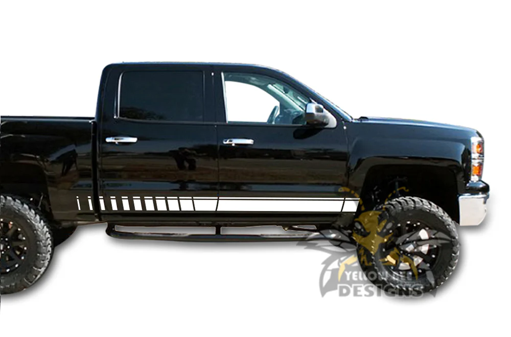 Lower Side Stripes Graphics Vinyl Decals Compatible with Chevrolet Silverado 1500 Crew Cab - Image 5