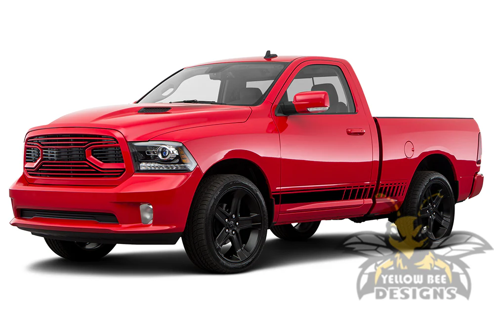 Lower Side Stripes Graphics Vinyl Decals Compatible with Dodge Ram Regular Cab 1500 - Image 2