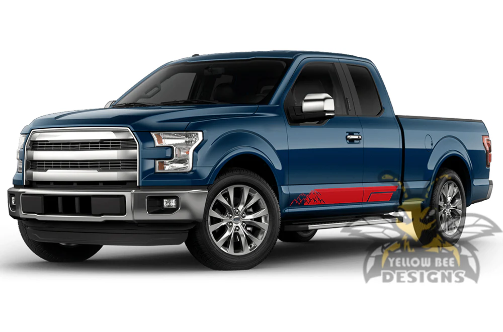 Lower Mountain Side Stripes Graphics Vinyl Decals Compatible with Ford F150 Super Cab 6.5'' - Image 3