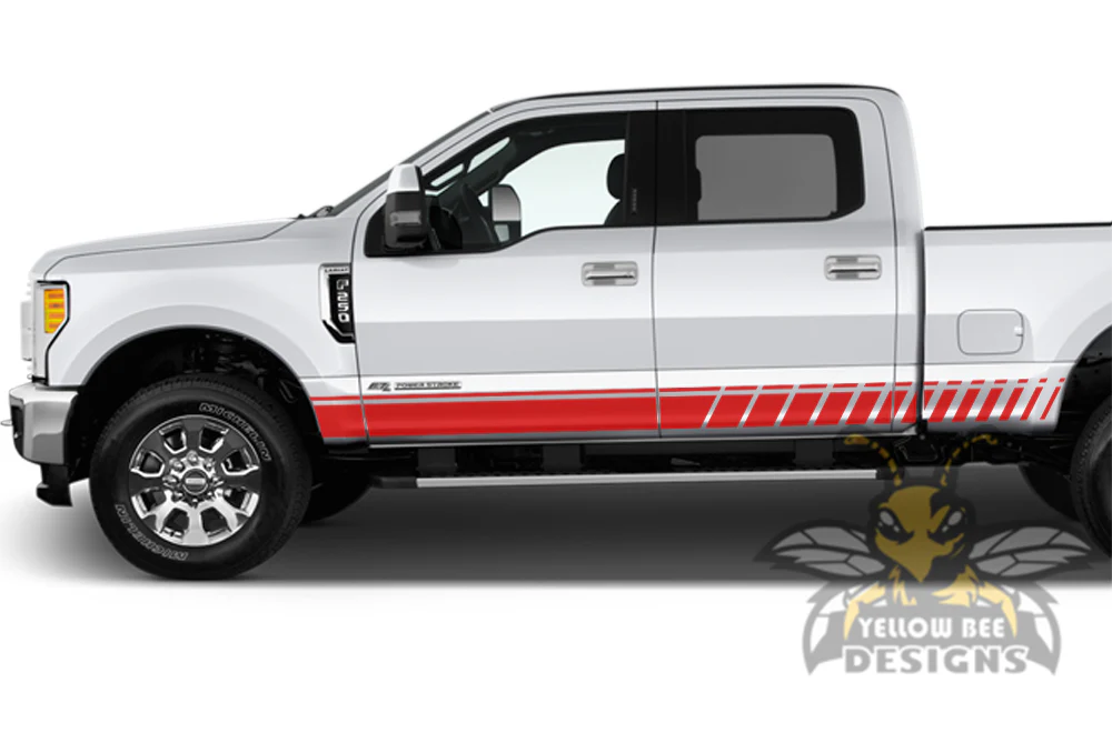 Lower Side Stripes Graphics Vinyl Decals Compatible with Ford F250 Crew Cab - Image 3