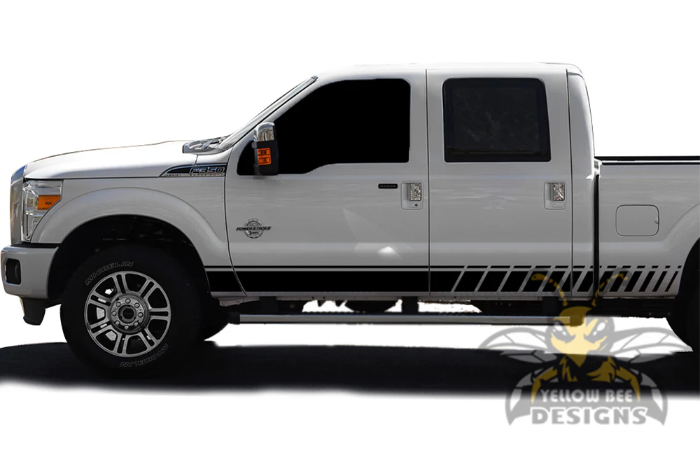 Lower Side Stripes Graphics Vinyl Decals Compatible with Ford F350 Crew Cab - Image 2