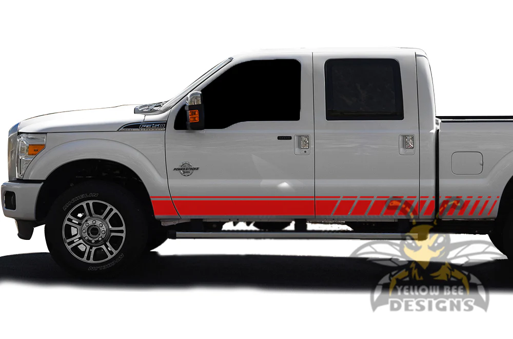 Lower Side Stripes Graphics Vinyl Decals Compatible with Ford F350 Crew Cab - Image 3