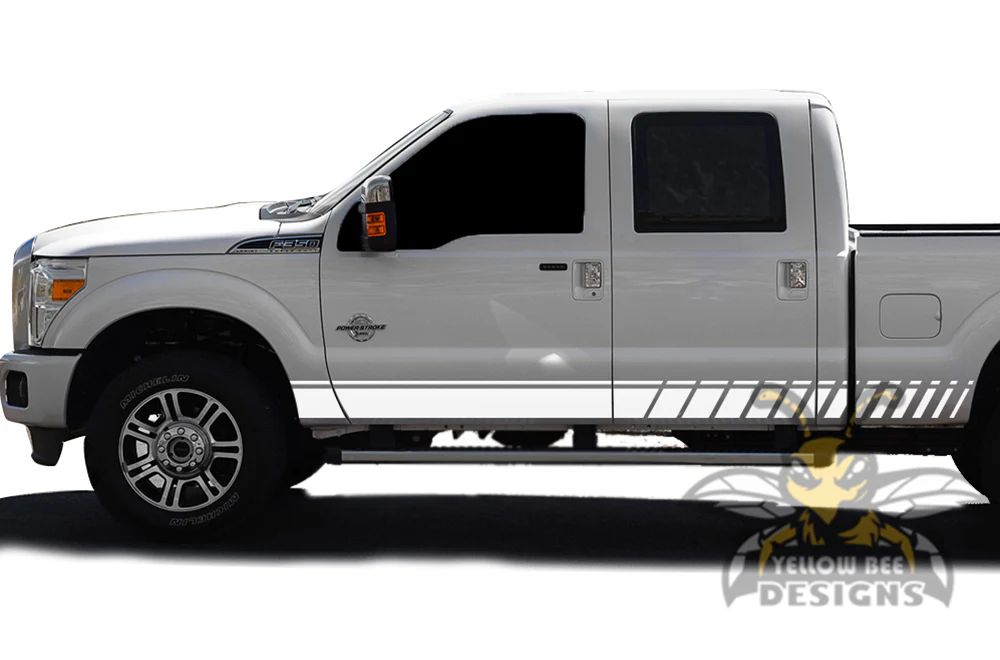 Lower Side Stripes Graphics Vinyl Decals Compatible with Ford F350 Crew Cab - Image 4