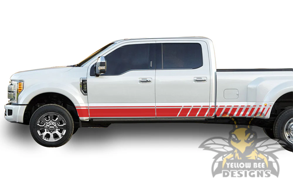 Lower Side Stripes Graphics Vinyl Decals Compatible with Ford F450 Crew Cab - Image 3