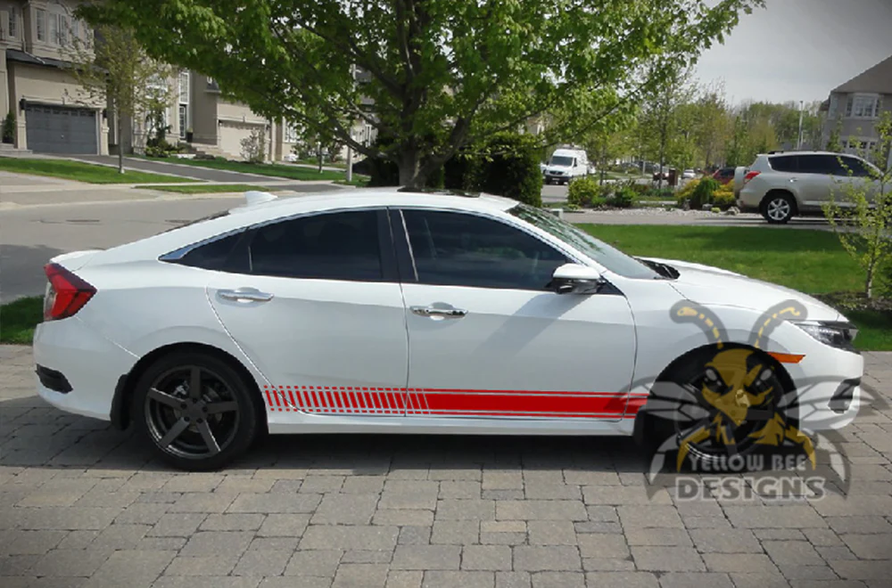 Lower Side Stripes Graphics Vinyl Decals Compatible with Honda Civic - Image 3