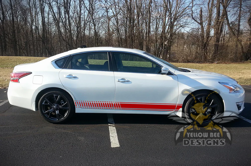 Lower Side Stripes Graphics Vinyl Decals Compatible with Nissan Altima 4 Doors - Image 3
