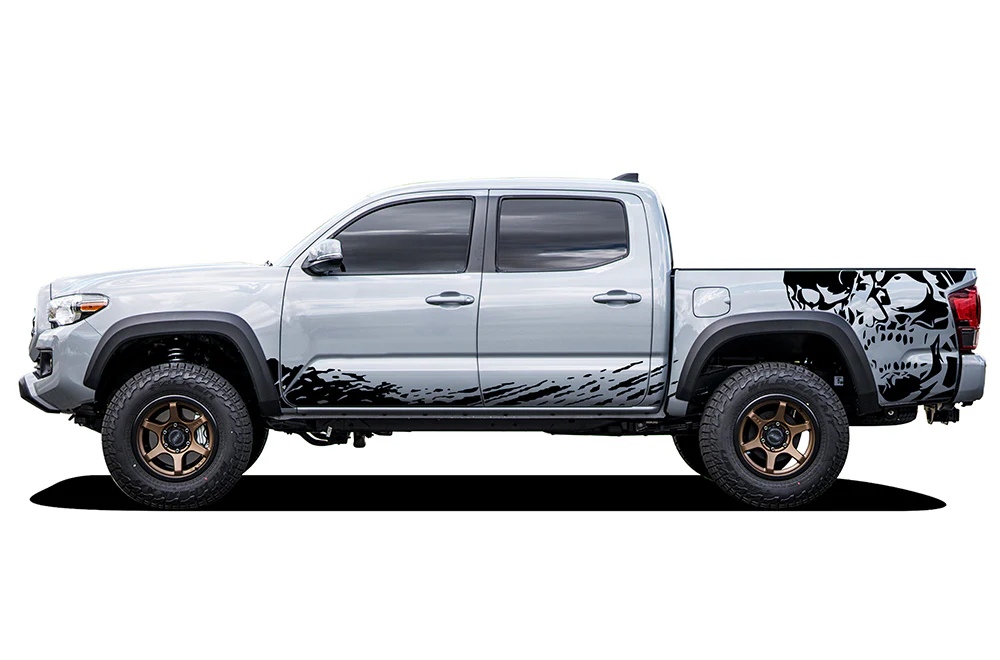 Lower Splash & Bed Skulls Graphics Kit Vinyl Decal Compatible with Toyota Tacoma