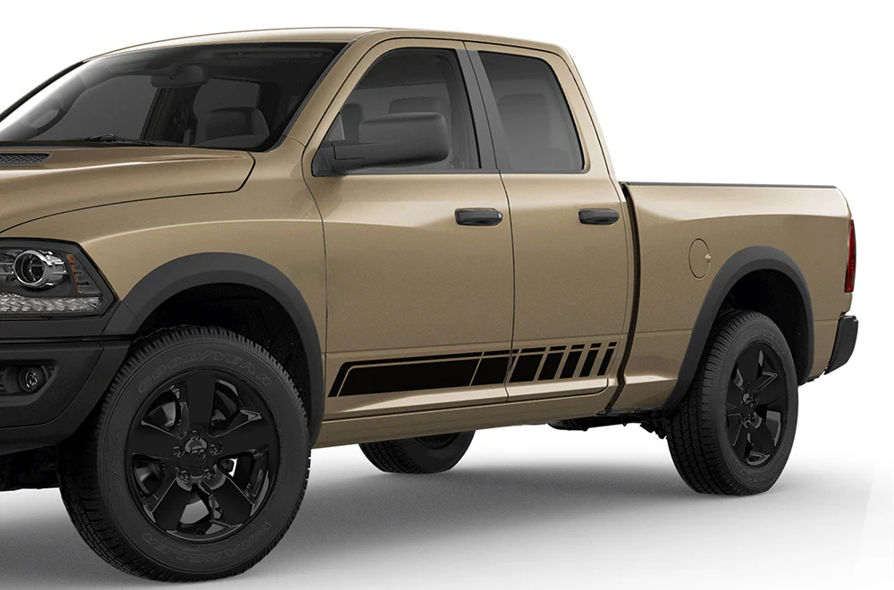 Lower Stripes Graphics Kit Vinyl Decals Compatible with Dodge Ram 1500 Quad Cab