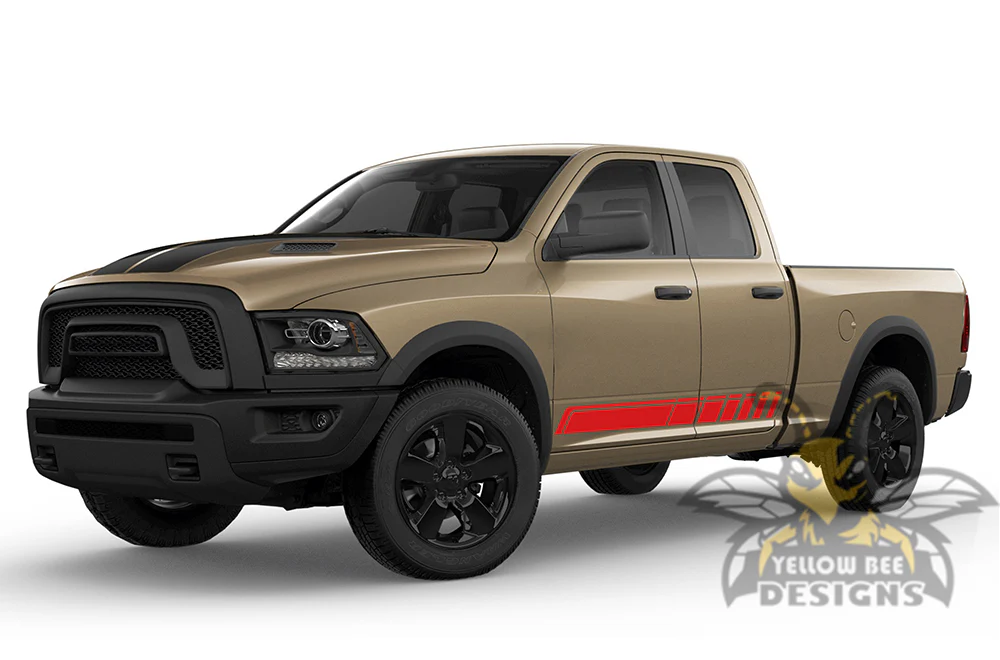 Lower Stripes Graphics Kit Vinyl Decals Compatible with Dodge Ram 1500 Quad Cab - Image 4