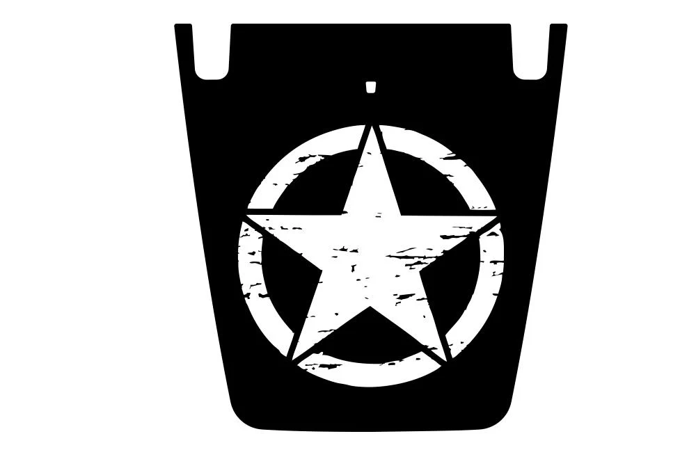 Military Star Kit Hood Graphics Vinyl Decals Compatible with Jeep Wrangler
