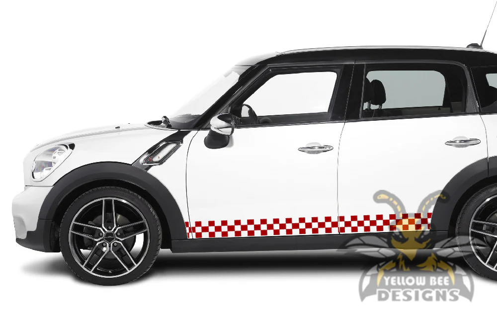 Mini Cooper Countryman Checkered Stripes Graphics Vinyl Decal Compatible with Mini Cooper Countryman - Image 3