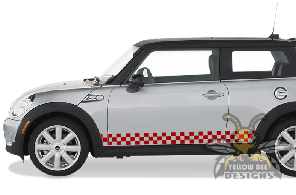 Mini Cooper Checkered Stripes Graphics Vinyl Decal Compatible with Mini Cooper - Image 3