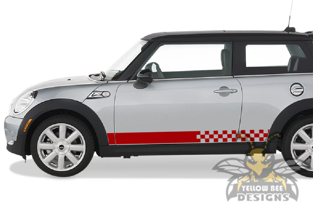 Mini Cooper Half Checkered Stripes Graphics Vinyl Decal Compatible with Mini Cooper - Image 3