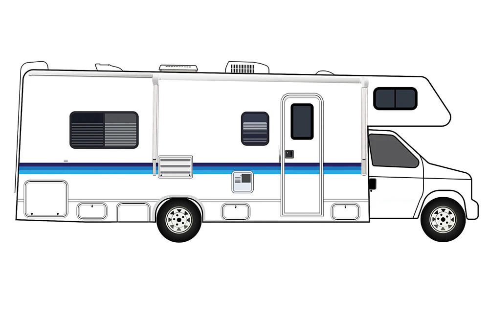 Motor Home Blue Retro Stripes Decals, rv Graphics Vinyl Kits