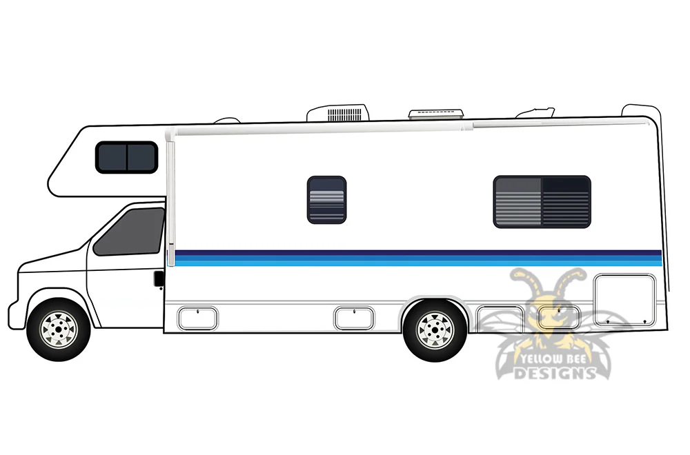 Motor Home Blue Retro Stripes Decals, rv Graphics Vinyl Kits - Image 2
