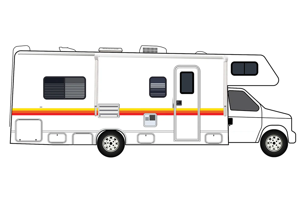 Motor Home Red Orange Yellow Retro Stripes Decals, rv Graphics Vinyl Kits
