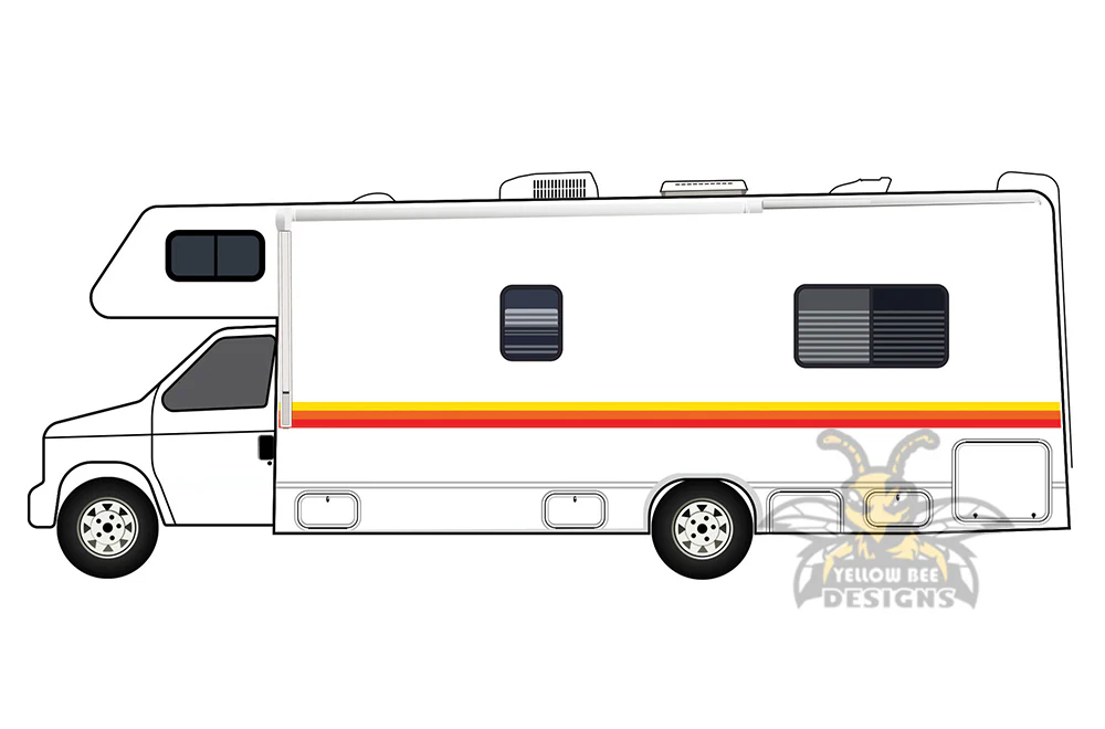 Motor Home Red Orange Yellow Retro Stripes Decals, rv Graphics Vinyl Kits - Image 2