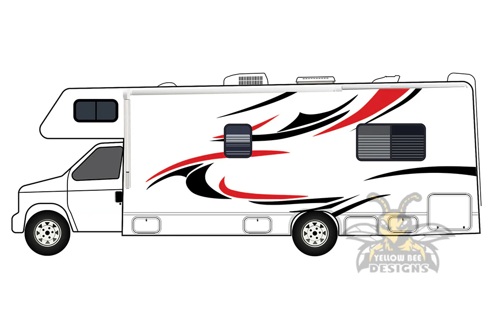 Motorhome Decals rv Graphics Vinyl Kits Red-Black - Image 2