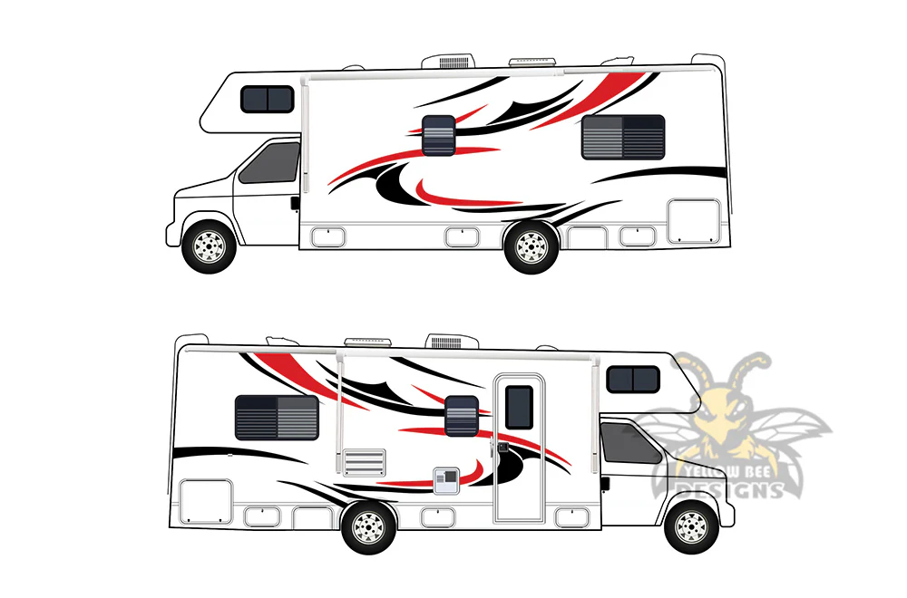 Motorhome Decals rv Graphics Vinyl Kits Red-Black - Image 3