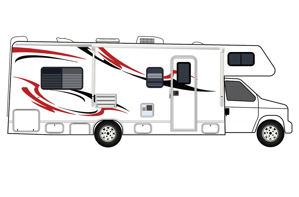 Motorhome rv Decals, Graphics Vinyl Kits Red-Black