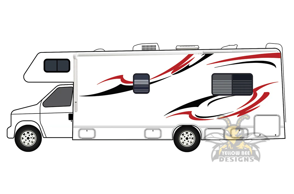 Motorhome rv Decals, Graphics Vinyl Kits Red-Black - Image 2