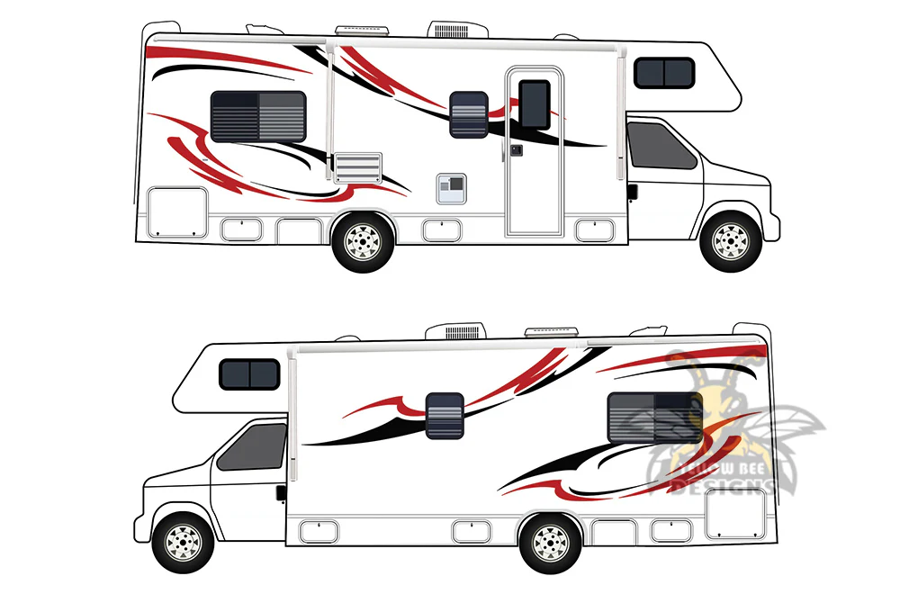 Motorhome rv Decals, Graphics Vinyl Kits Red-Black - Image 3
