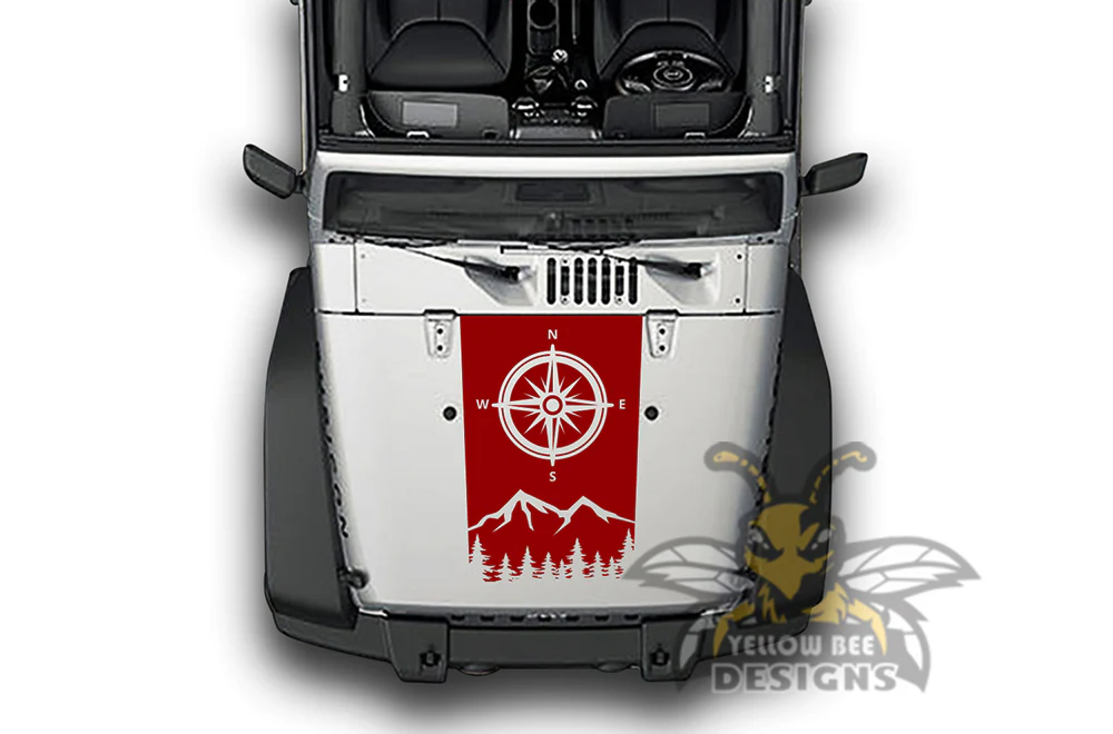 Mountain Compass Hood Graphics Vinyl Decals Compatible with Jeep Wrangler - Image 3