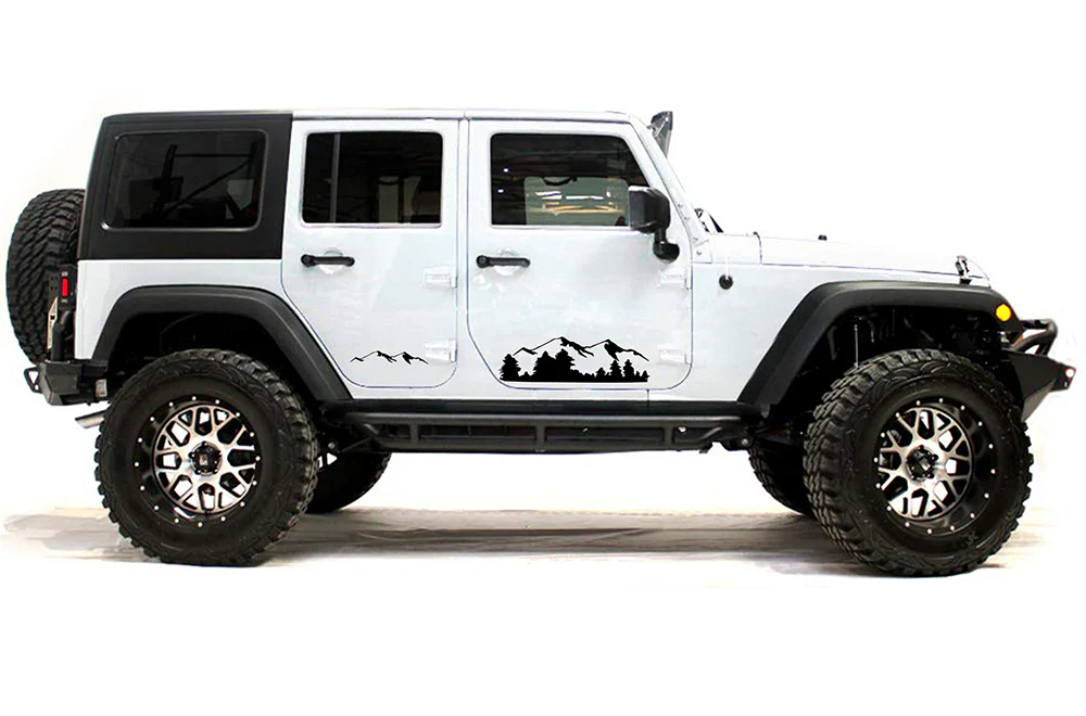 Mountain Graphics Vinyl Decals Compatible with Jeep JK Wrangler 2007-2018