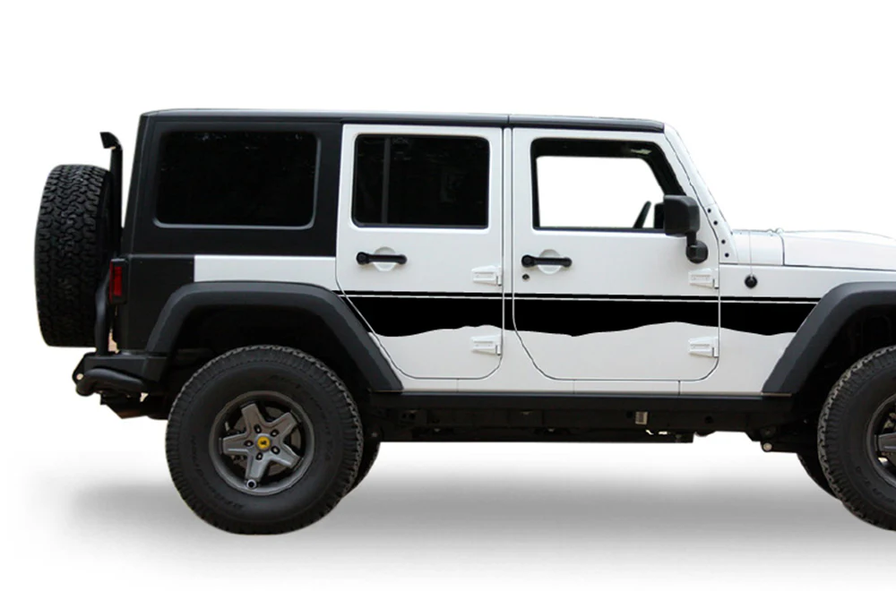 Mountain Line Side Graphics Kit Vinyl Decal Compatible with Jeep Wrangler